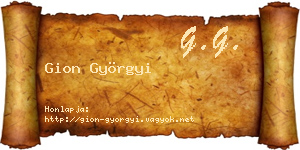 Gion Györgyi névjegykártya